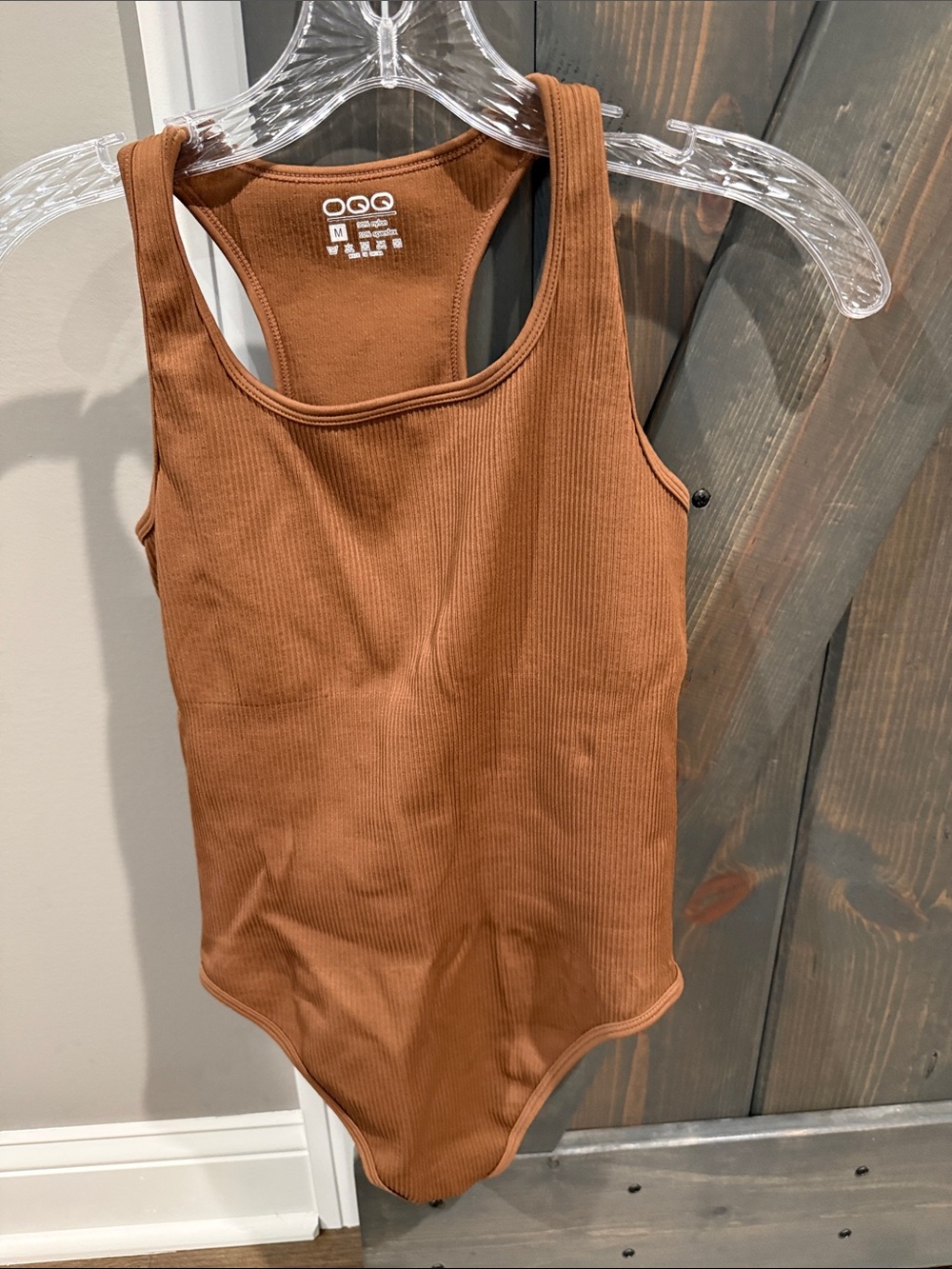 OQQ Ribbed Tank One-Piece - Rust Brown - Picture 1 of 2